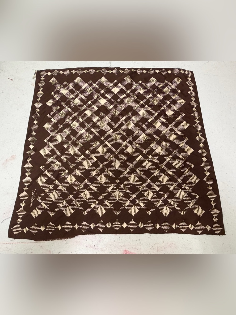 Pendleton Echo Brown and Cream Geometric Silk Scarf
